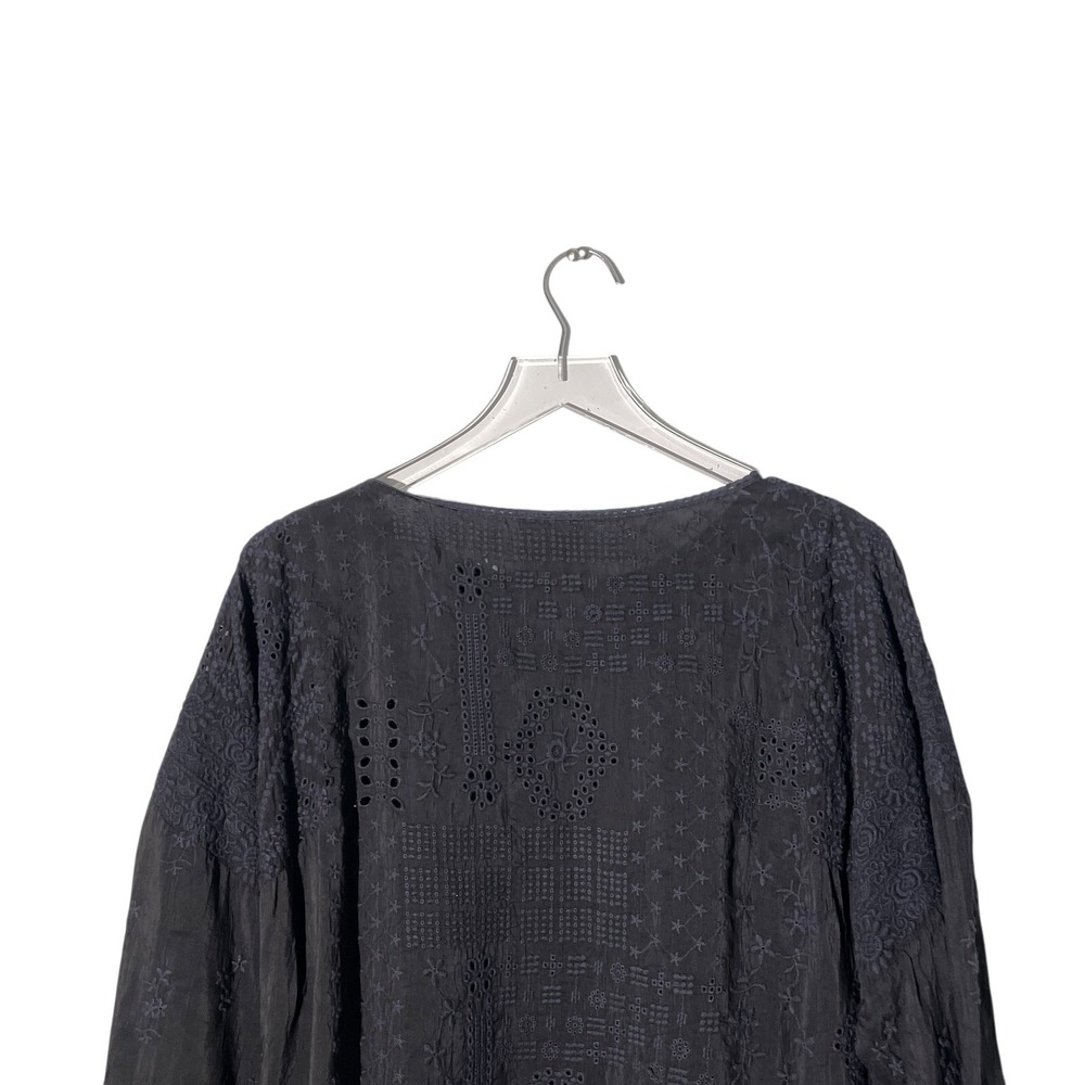 Johnny Was Womens Embroidered Top Round Neck Lightweight Tunic Size XS Black - Picture 8 of 10